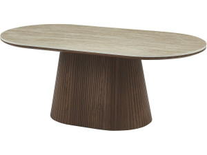 Tavolino ovale in ceramica "Portofino" - 120 cm -Travertino e marrone