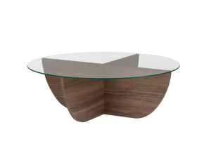 Tavolino in vetro "Liya" 90 x 90 x 30 cm - Noce