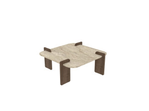 Tavolino in legno "Afrolli" - 90 x 90 x 35 cm - Travertino