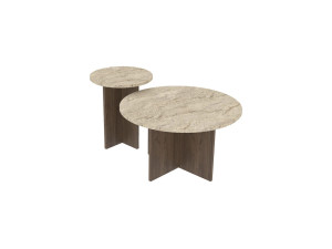 Set di tavolini in legno "Private" 70 x 70 x 40 cm - Travertino