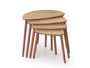 Nora" 4 pezzi tavolo nido in legno 68 x 45 x 55 cm - Rovere