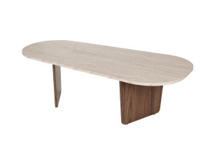 Tavolino in legno "Ovalis" - 130 x 65 x 40 cm - Travertino / Noce