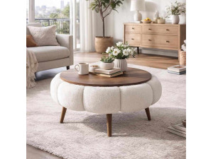 Tavolino in legno Papatya 60" - 60 x 60 x 44 cm - Bianco