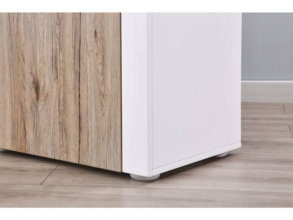 Credenza Buffet a LED "Bogota" - 155 x 40 x 92 cm -Rovere / bianco laccato