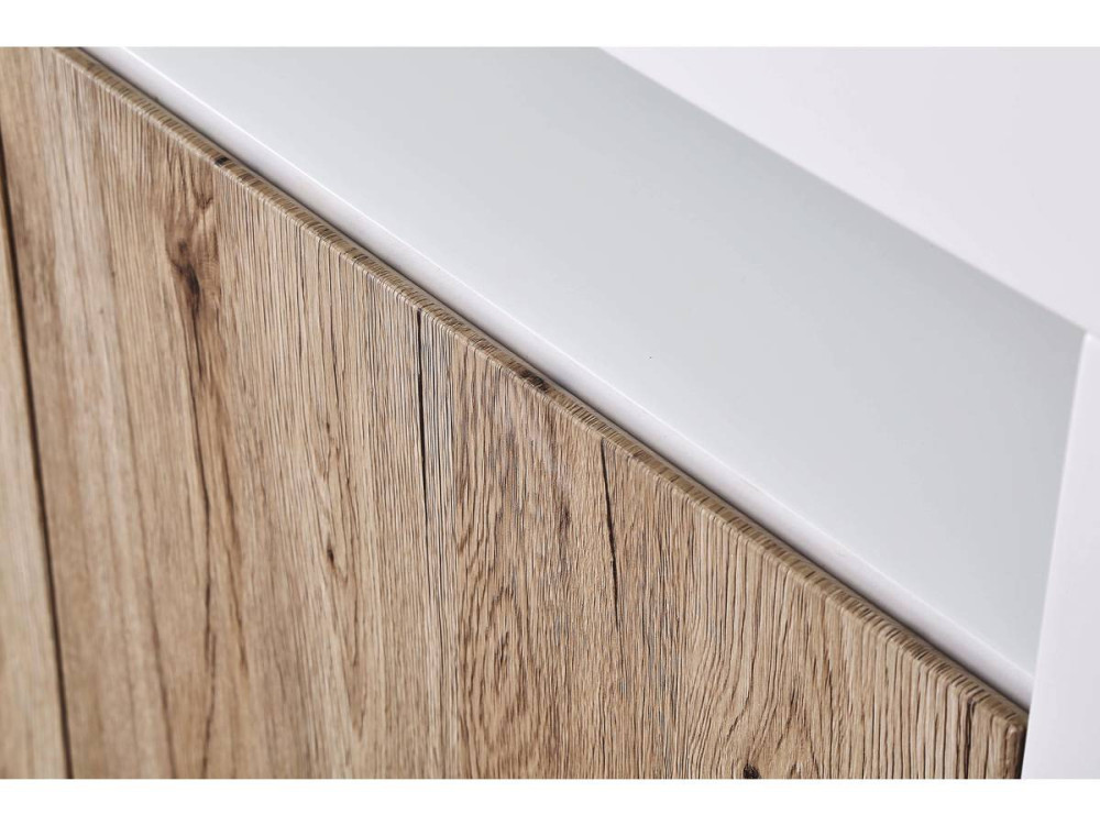 Credenza Buffet a LED "Bogota" - 155 x 40 x 92 cm -Rovere / bianco laccato
