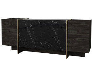 Credenza in legno "Veyron" - 180 x 46 x 75 cm - Nero/Oro
