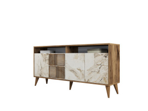 Console in legno "Milano" - 35 x 160 x 78 cm - Noyer, Marbre Blanc