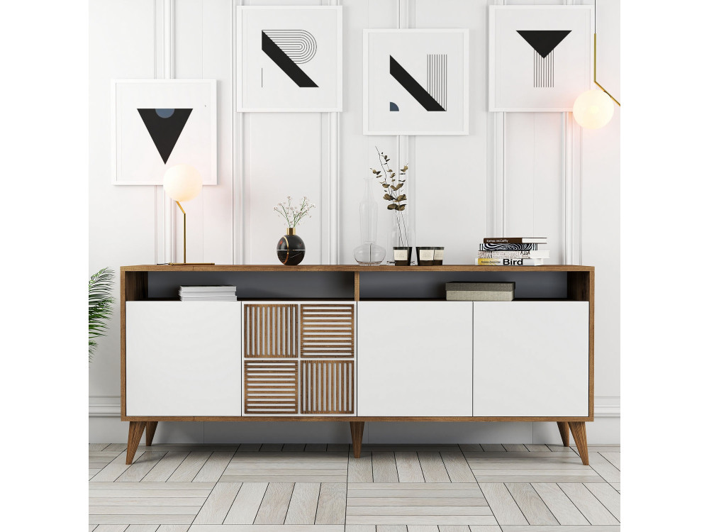 Credenza in legno "Milano" - 180 x 35 x 78 cm - Bianco
