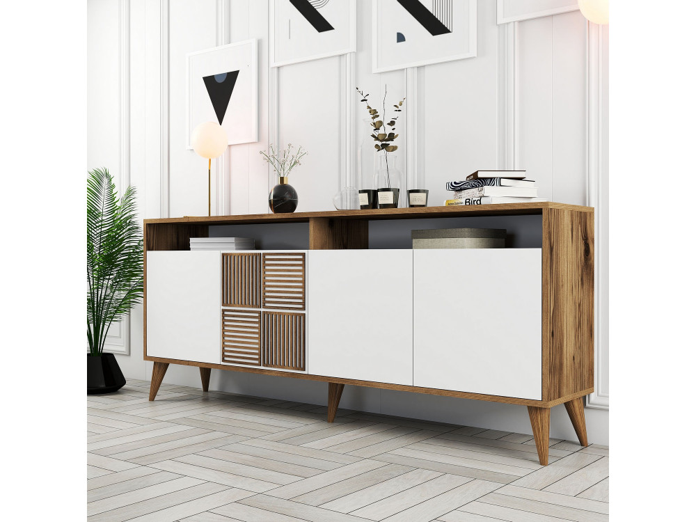 Credenza in legno "Milano" - 180 x 35 x 78 cm - Bianco