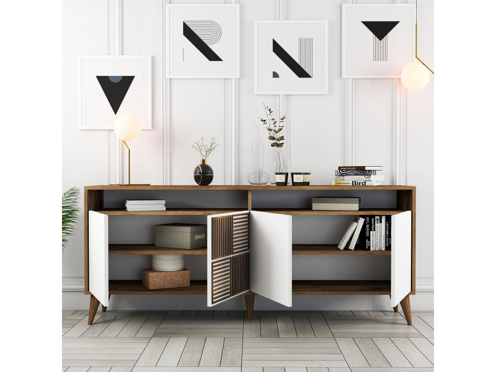 Credenza in legno "Milano" - 180 x 35 x 78 cm - Bianco