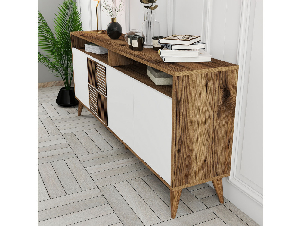 Credenza in legno "Milano" - 180 x 35 x 78 cm - Bianco