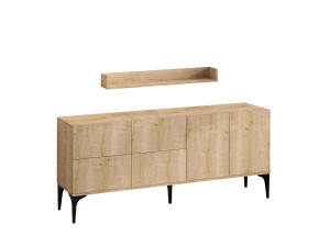 Credenza in legno "Stella" - 180 x 40 x 55 cm - Rovere Zaffiro