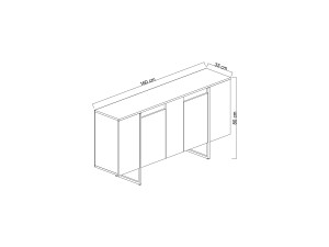 Credenza in legno "Luxury" - 160 x 35 x 80 cm - Oro bianco