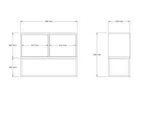 Credenza in legno "Zermat" - 90 x 34 x 70 cm - Travertino