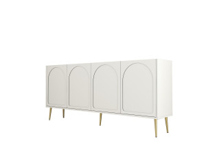 Credenza in legno "Lyon" - 180 x 35 x 80 cm - Crema, Oro
