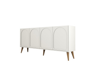 Credenza in legno "Lyon" - 180 x 35 x 81 cm - Crema, Noce