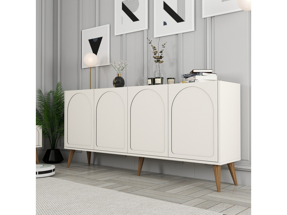 Credenza in legno "Lyon" - 180 x 35 x 81 cm - Crema, Noce