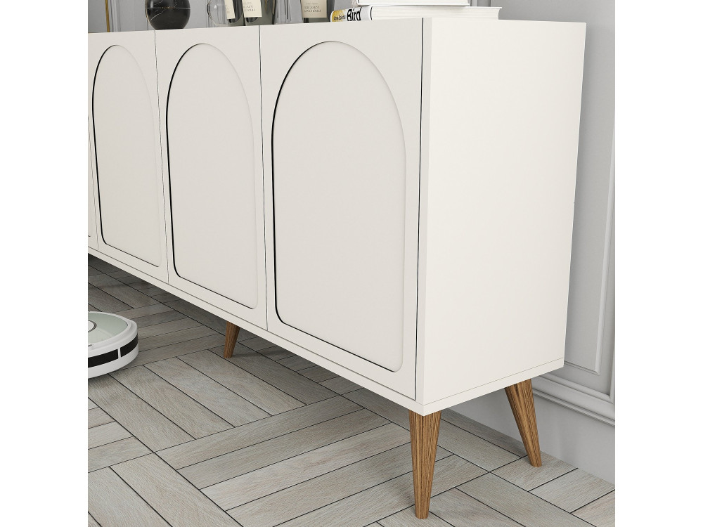 Credenza in legno "Lyon" - 180 x 35 x 81 cm - Crema, Noce