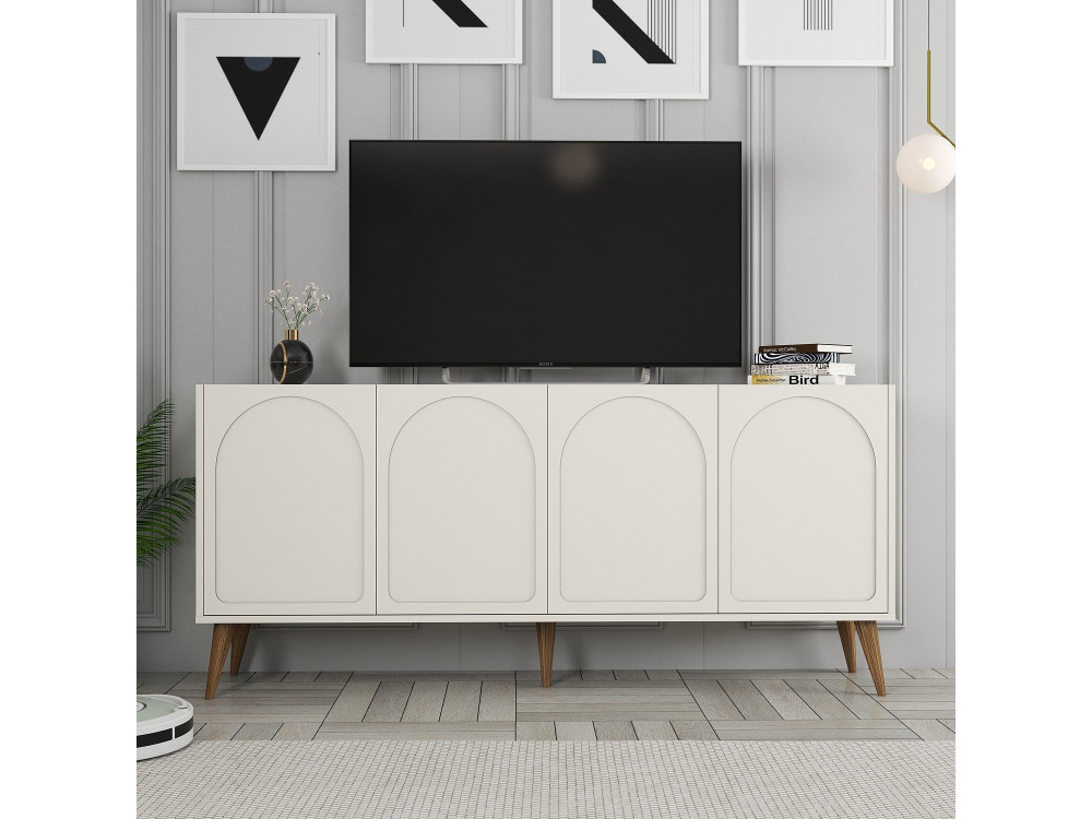 Credenza in legno "Lyon" - 180 x 35 x 81 cm - Crema, Noce