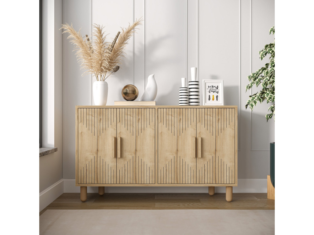 Credenza in legno "Roger" - 120 x 29 x 73 cm - Rovere Zaffiro