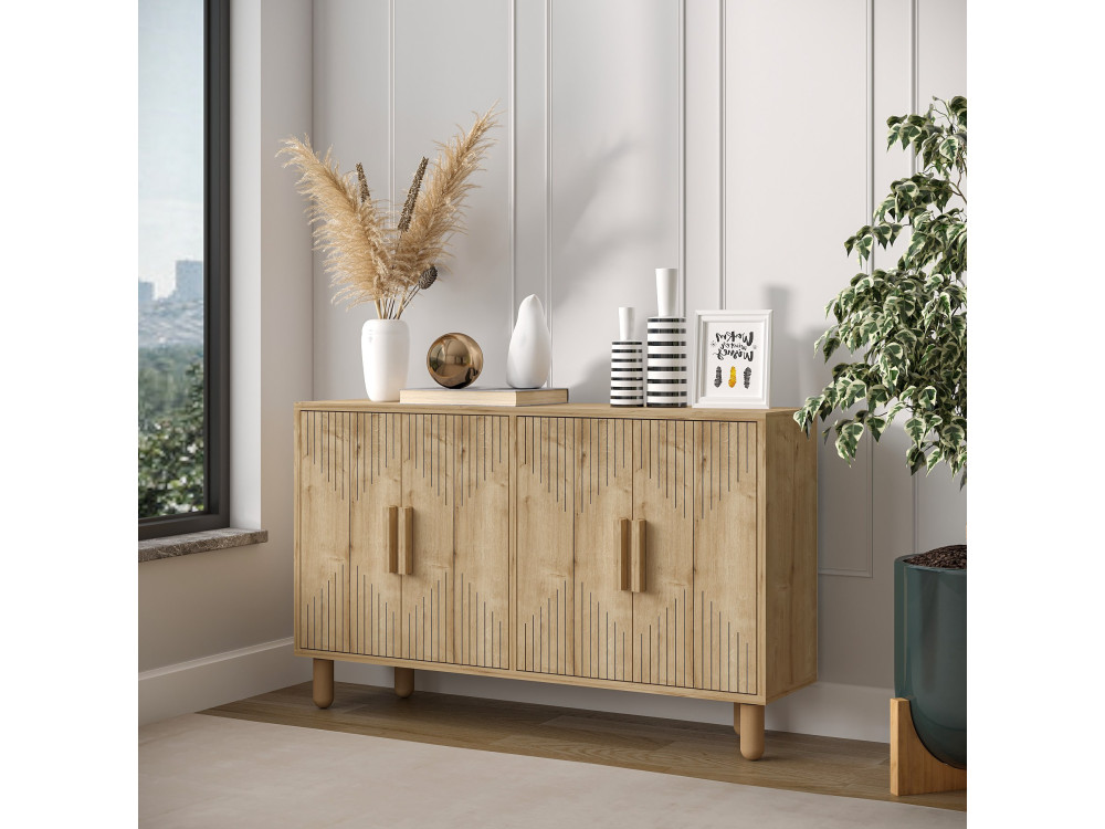 Credenza in legno "Roger" - 120 x 29 x 73 cm - Rovere Zaffiro
