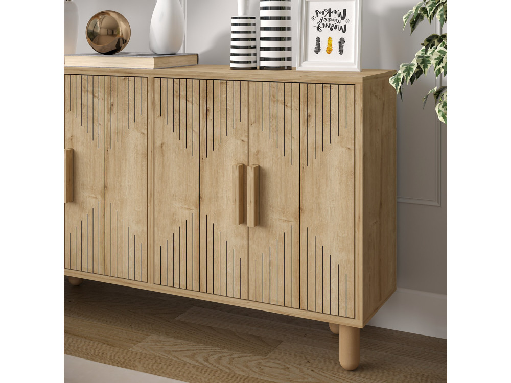 Credenza in legno "Roger" - 120 x 29 x 73 cm - Rovere Zaffiro