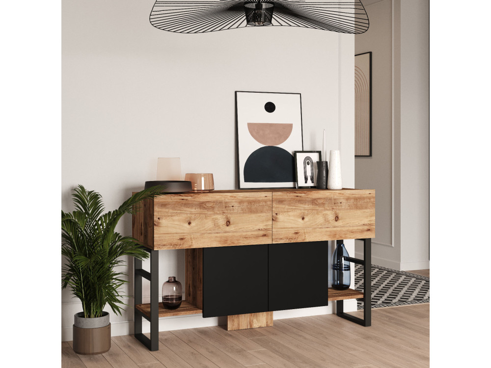 Credenza in legno "Mel" - 140 x 43 x 84 cm - Beige