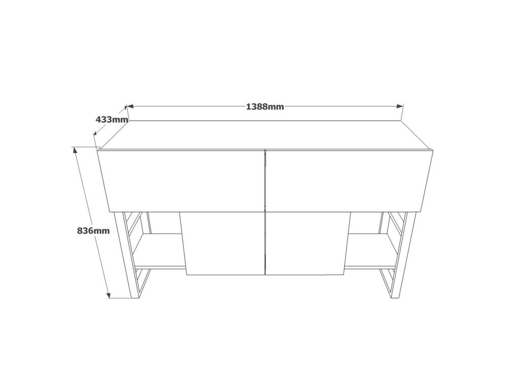 Credenza in legno "Mel" - 140 x 43 x 84 cm - Beige