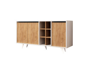 Credenza in legno "Prava" - 140 x 40 x 86 cm - Marrone