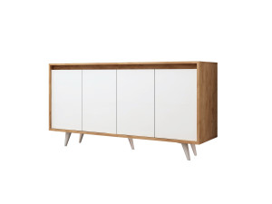 Credenza in legno "Shans" - 140 x 40 x 86 cm - Bianco