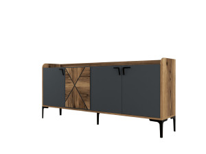 Credenza in legno "Venedik" - 180 x 35 x 78 cm - Grigio antracite