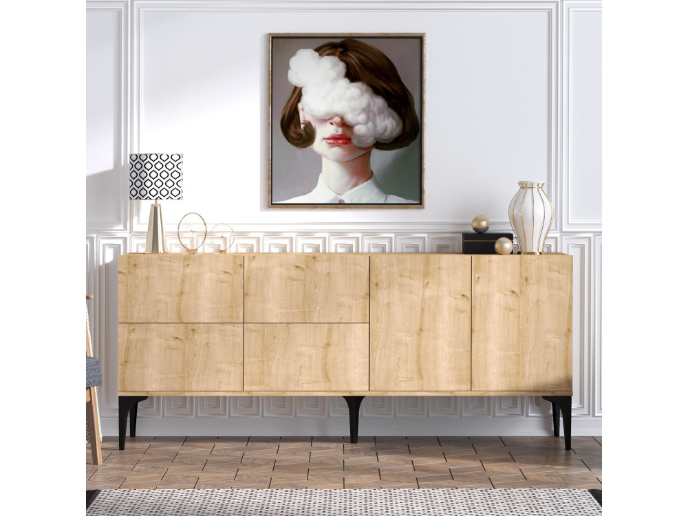 Credenza in legno "Laika" - 180 x 40 x 80 cm - Beige