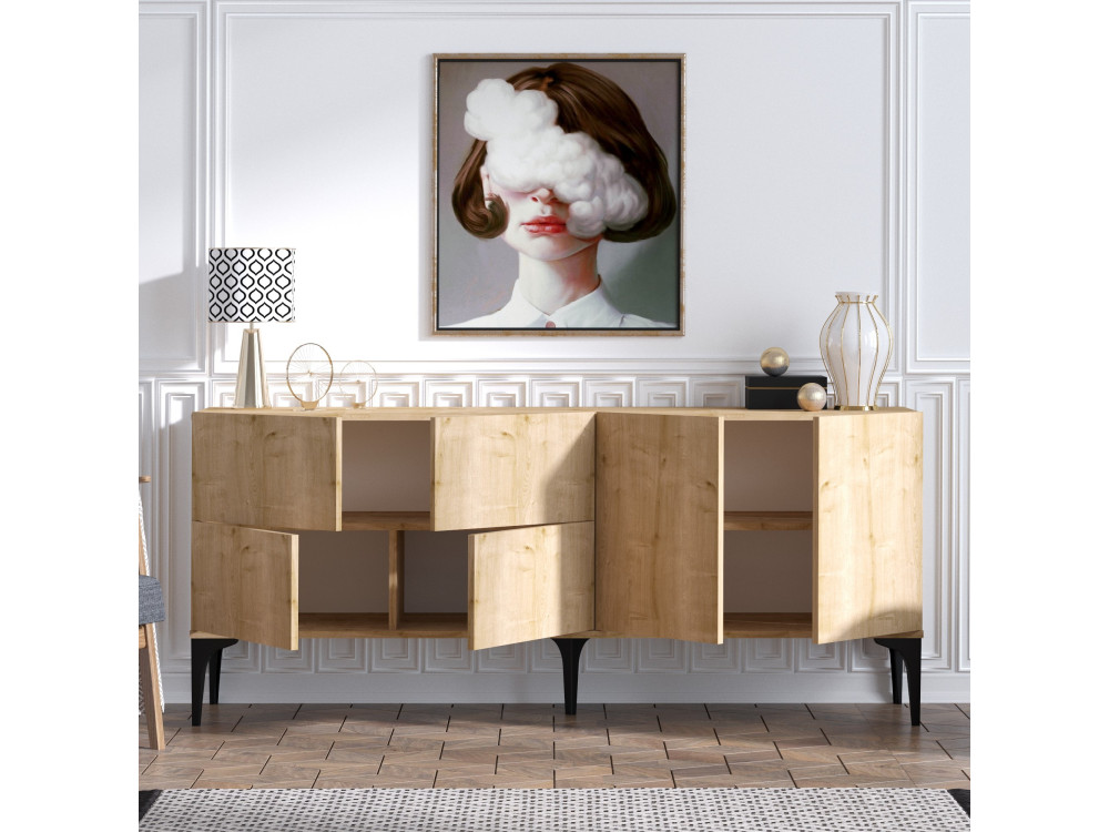 Credenza in legno "Laika" - 180 x 40 x 80 cm - Beige