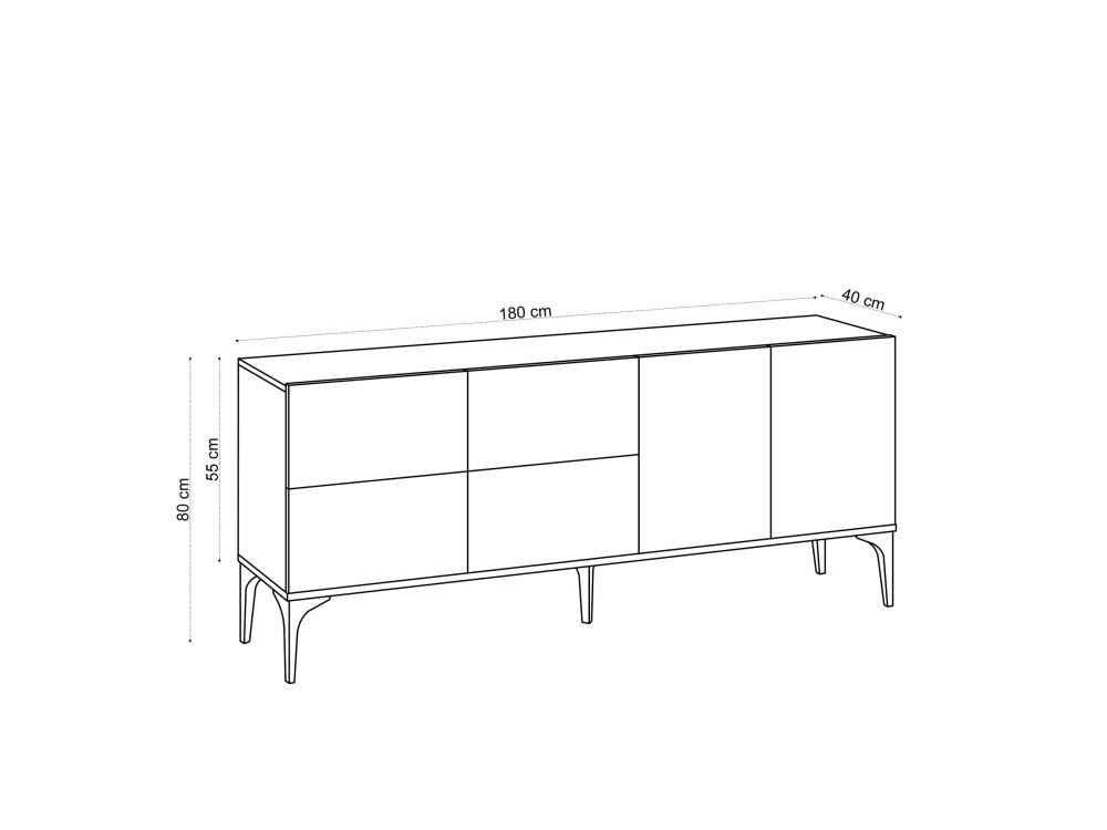 Credenza in legno "Laika" - 180 x 40 x 80 cm - Beige