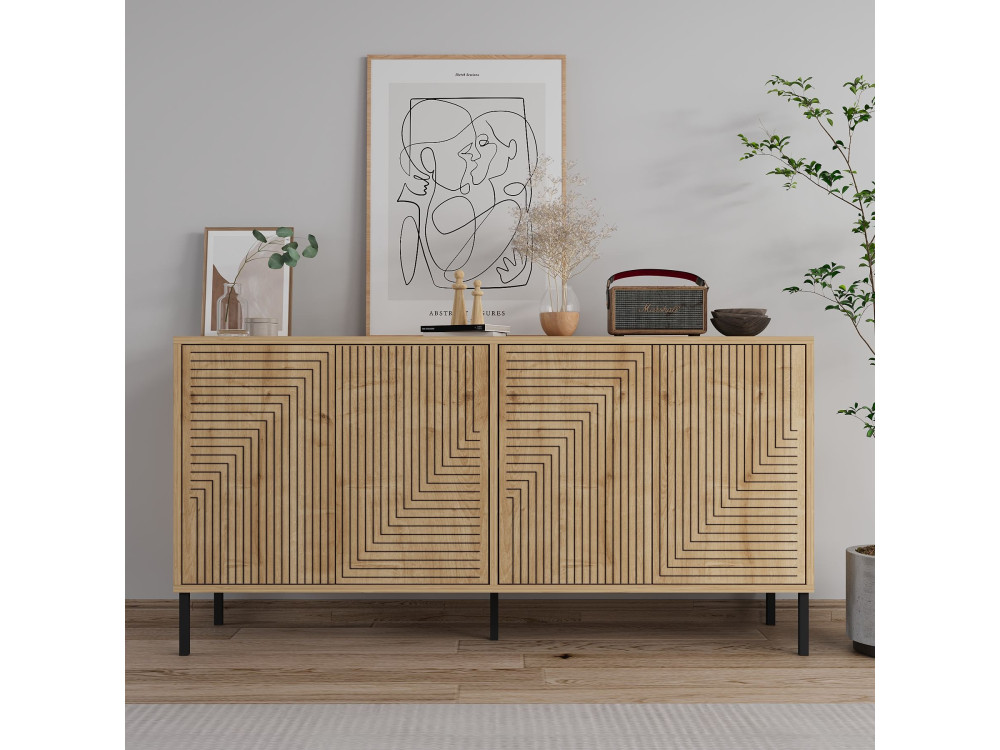 Credenza in legno "Evolet" - 150 x 36 x 75 cm - Beige