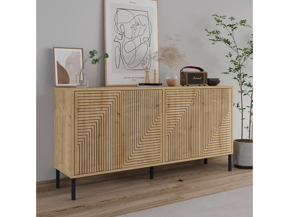Credenza in legno "Evolet" - 150 x 36 x 75 cm - Beige