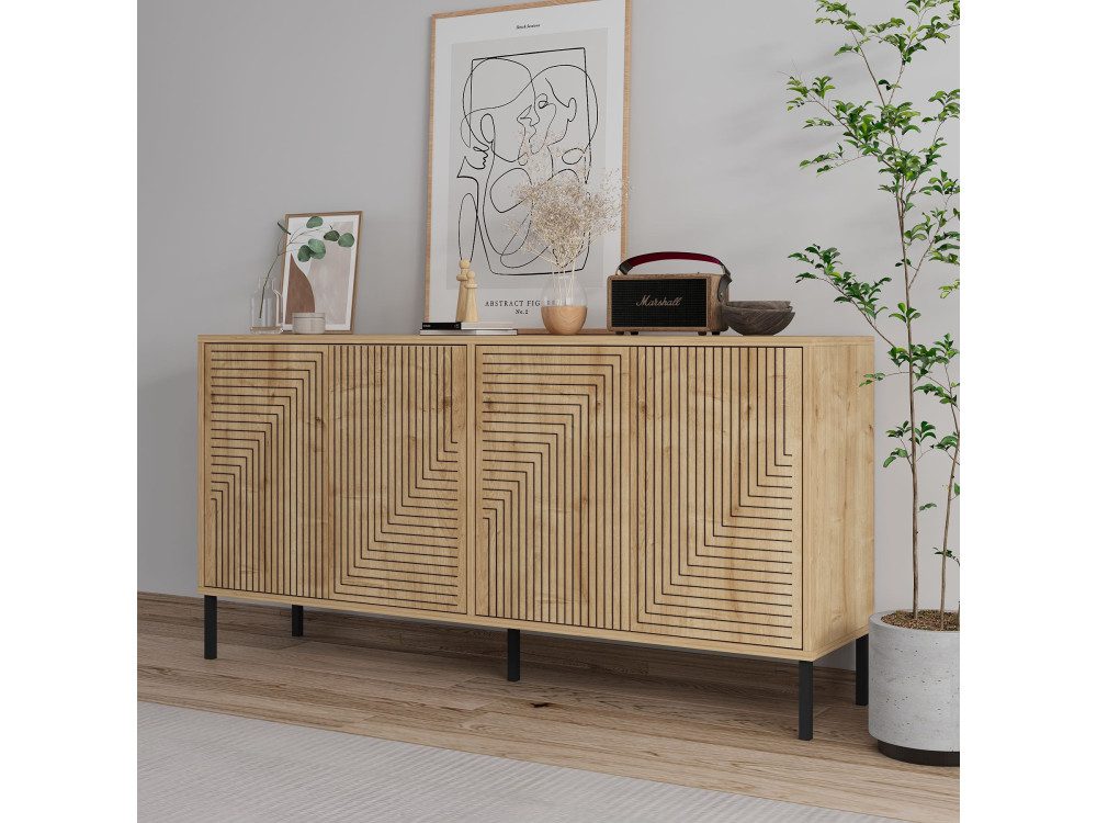Credenza in legno "Evolet" - 150 x 36 x 75 cm - Beige