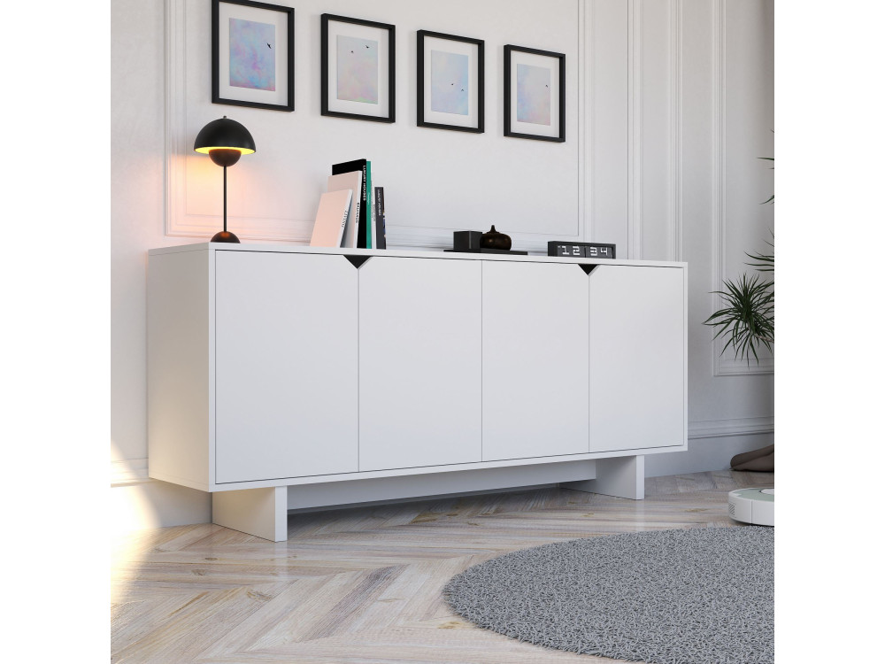 Credenza in legno "Doruk" - 180 x 40 x 81 cm - Bianco