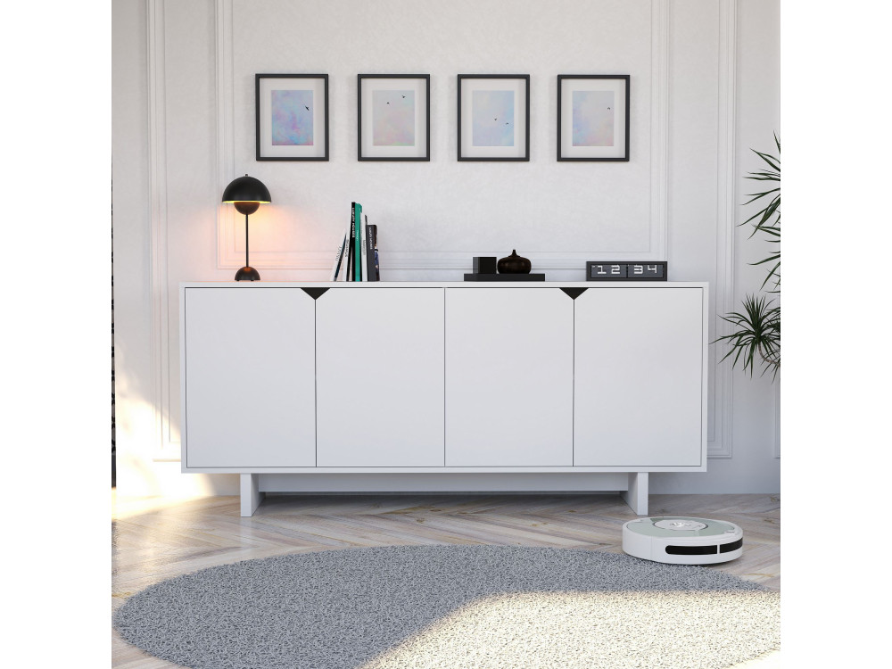Credenza in legno "Doruk" - 180 x 40 x 81 cm - Bianco