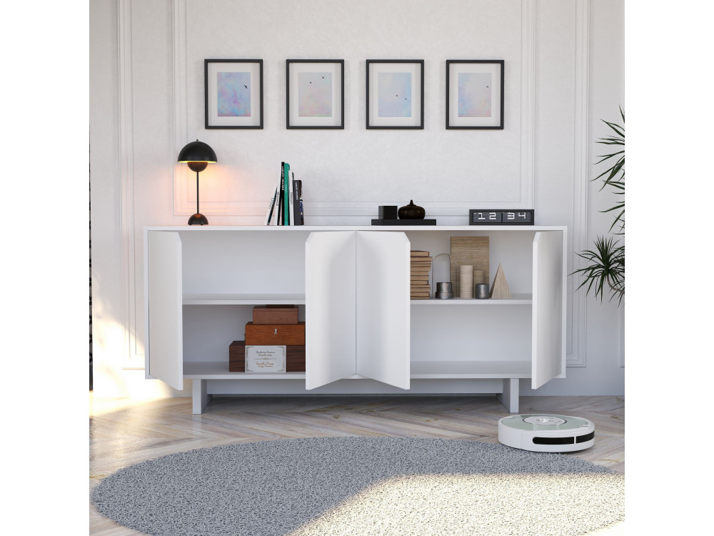 Credenza in legno "Doruk" - 180 x 40 x 81 cm - Bianco