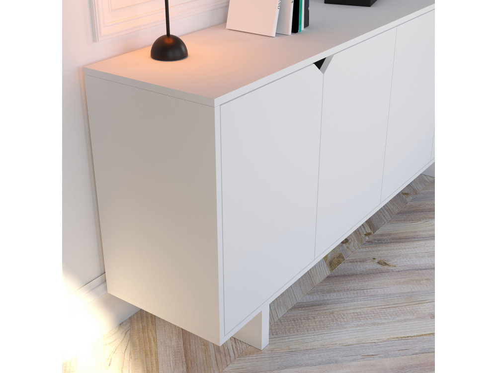 Credenza in legno "Doruk" - 180 x 40 x 81 cm - Bianco