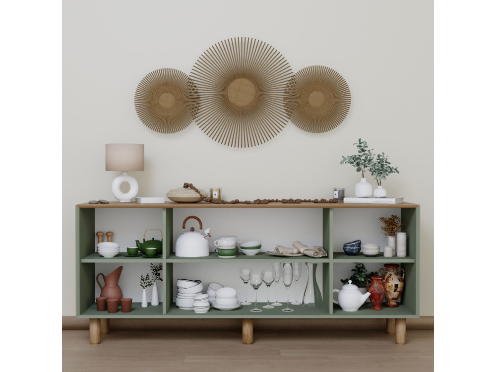 Credenza in legno "Bohem" - 180 x 40 x 75 cm - Verde