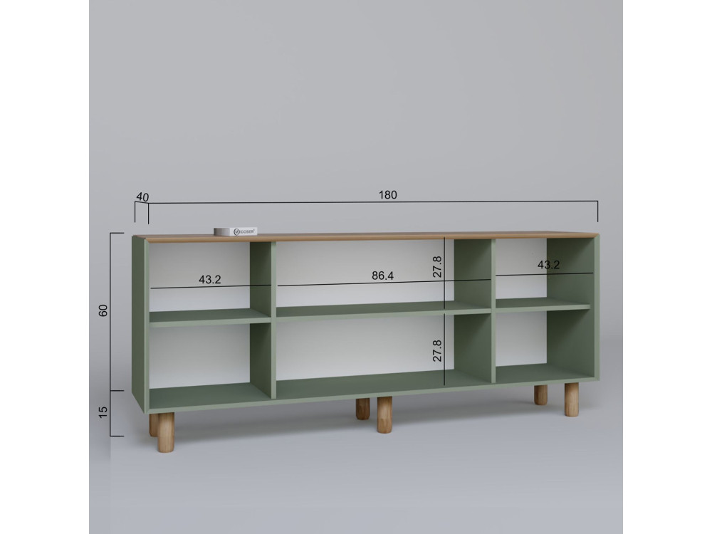 Credenza in legno "Bohem" - 180 x 40 x 75 cm - Verde