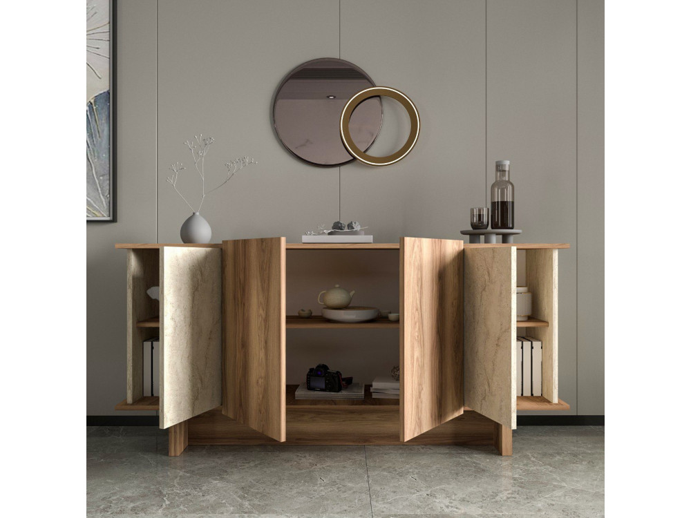 Credenza in legno "Diana" - 180 x 40 x 81 cm - Travertino