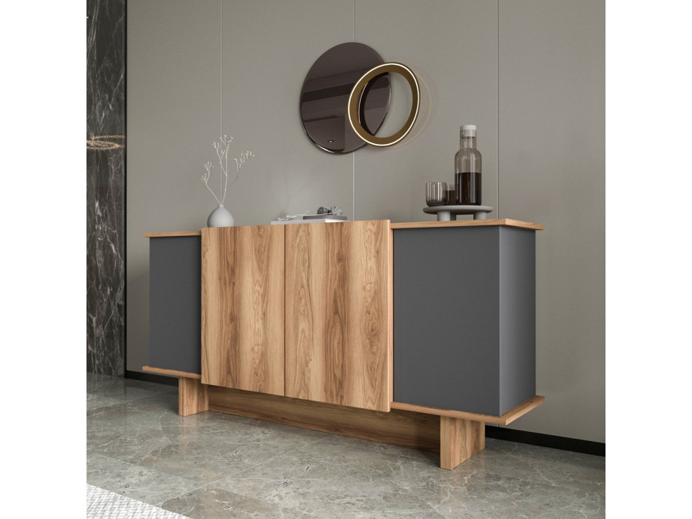 Credenza in legno "Diana" - 180 x 40 x 81 cm - Grigio antracite