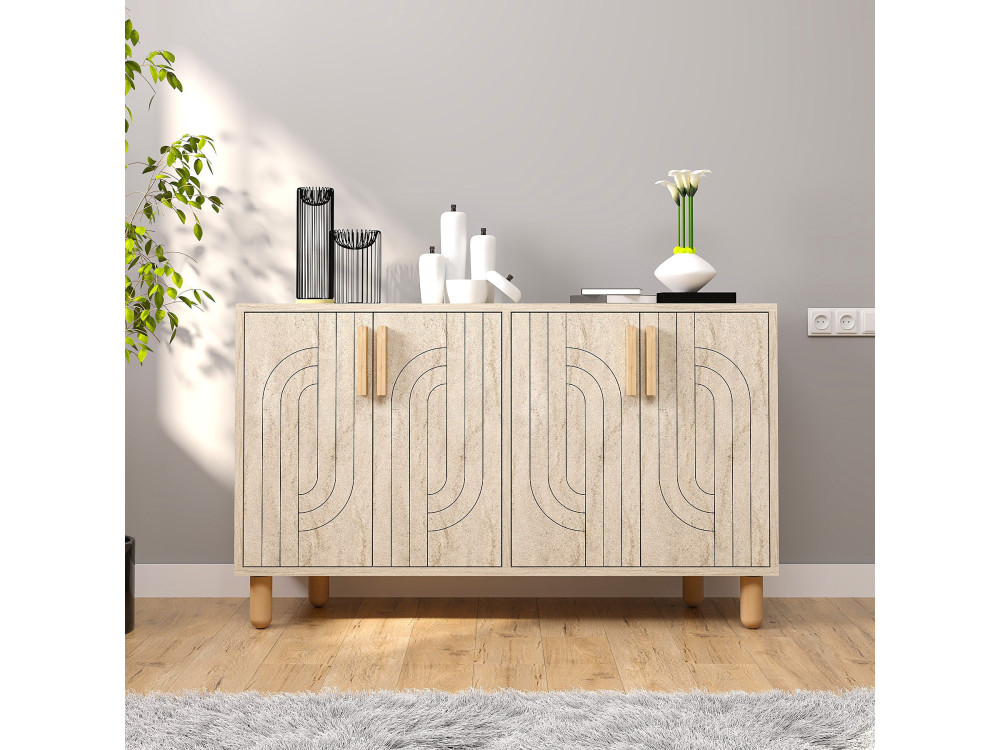 Credenza in legno "Rodney" - 120 x 30 x 74 cm - Travertino