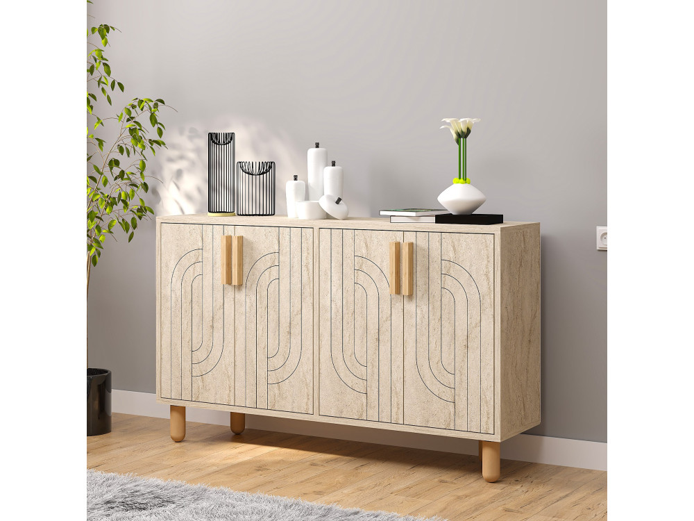 Credenza in legno "Rodney" - 120 x 30 x 74 cm - Travertino