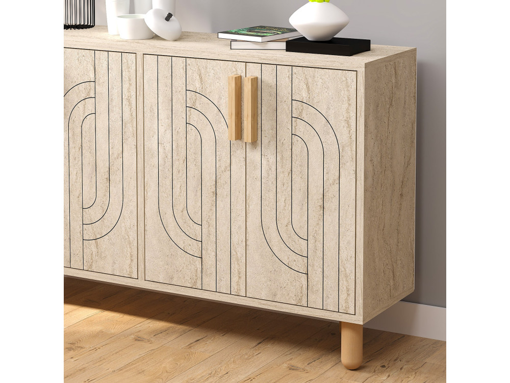 Credenza in legno "Rodney" - 120 x 30 x 74 cm - Travertino