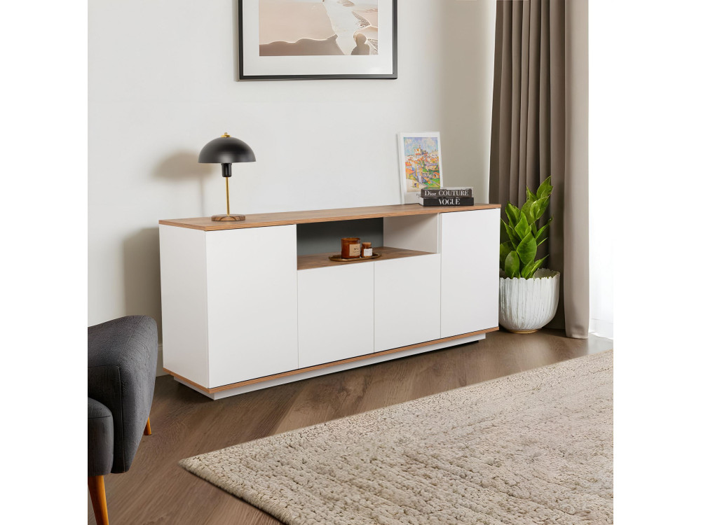 Credenza in legno "Arista" - 180 x 44 x 75 cm - Bianco