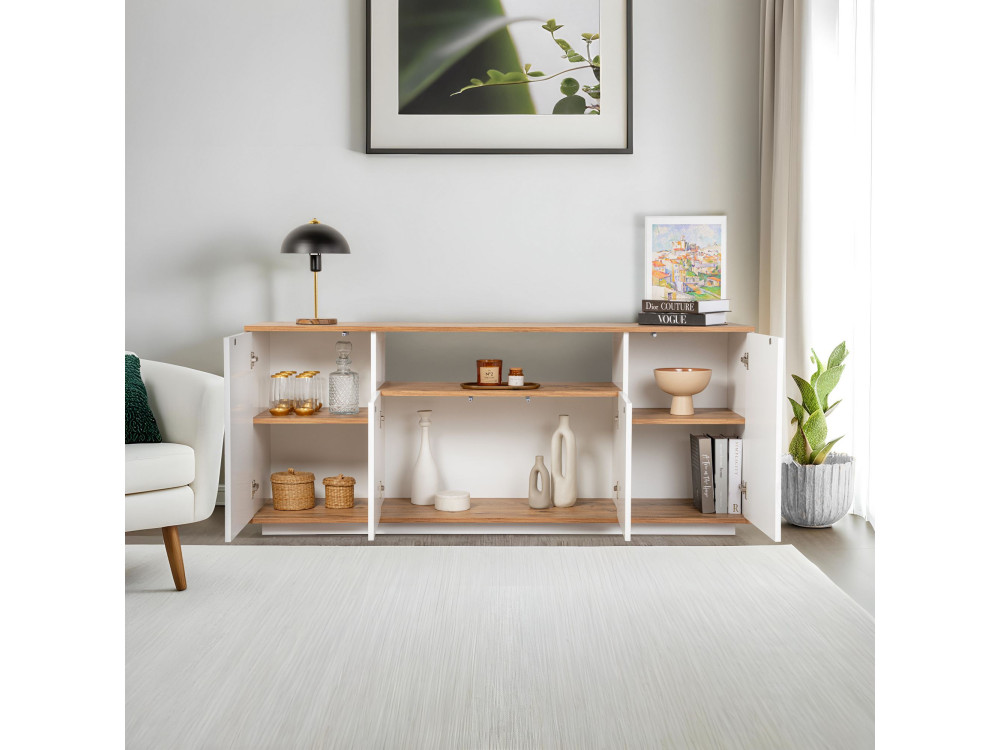 Credenza in legno "Arista" - 180 x 44 x 75 cm - Bianco